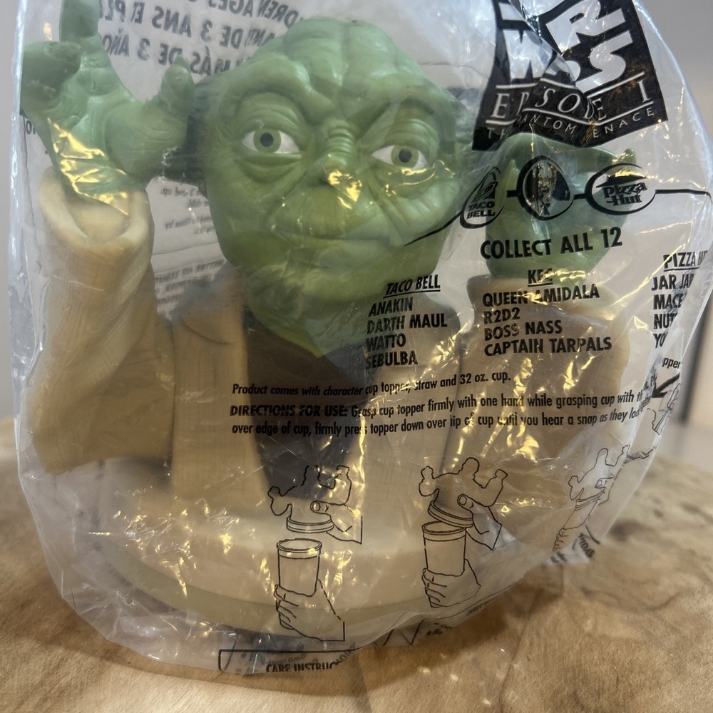 Yoda‎ Jedi Star Wars Episode 1 Drink Cup Topper KFC Pizza Hut Taco Bell 1999
